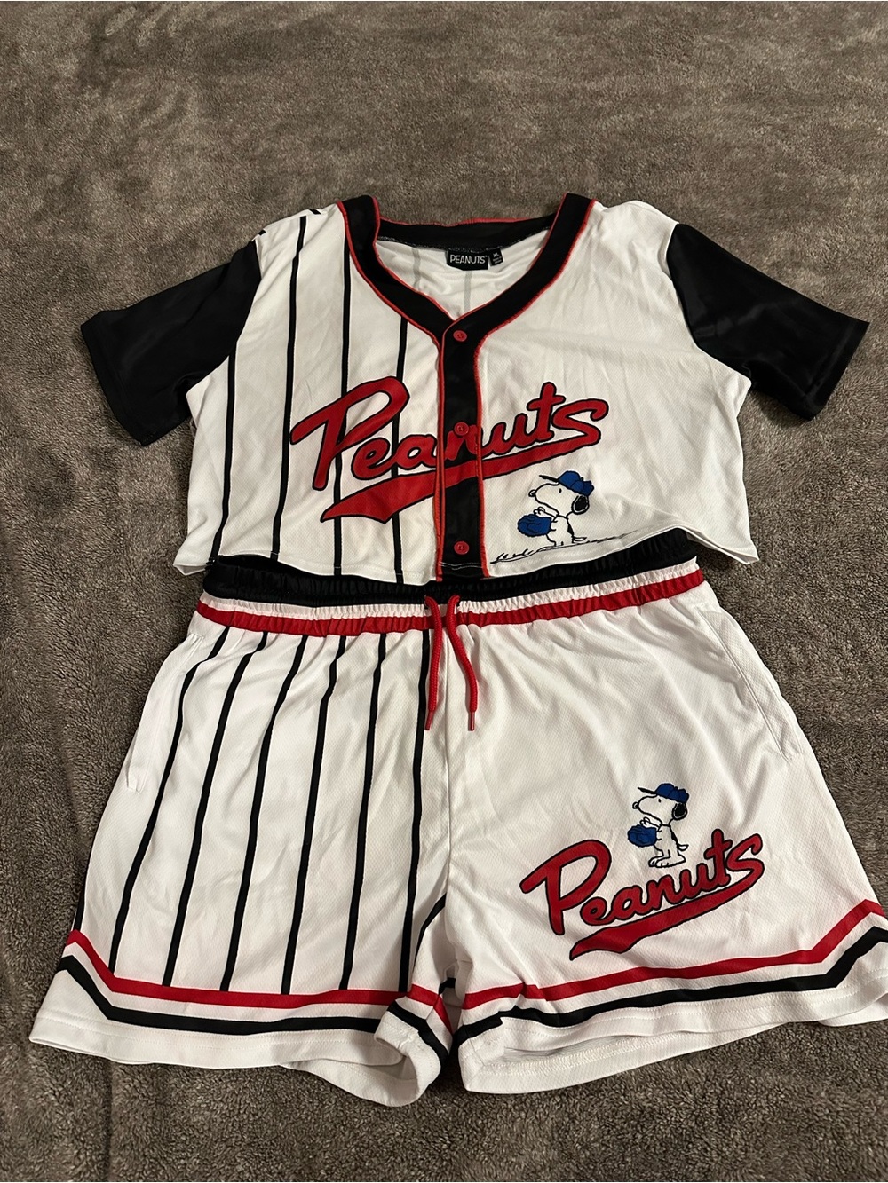 Peanuts Cropped Baseball Jersey & Short Set